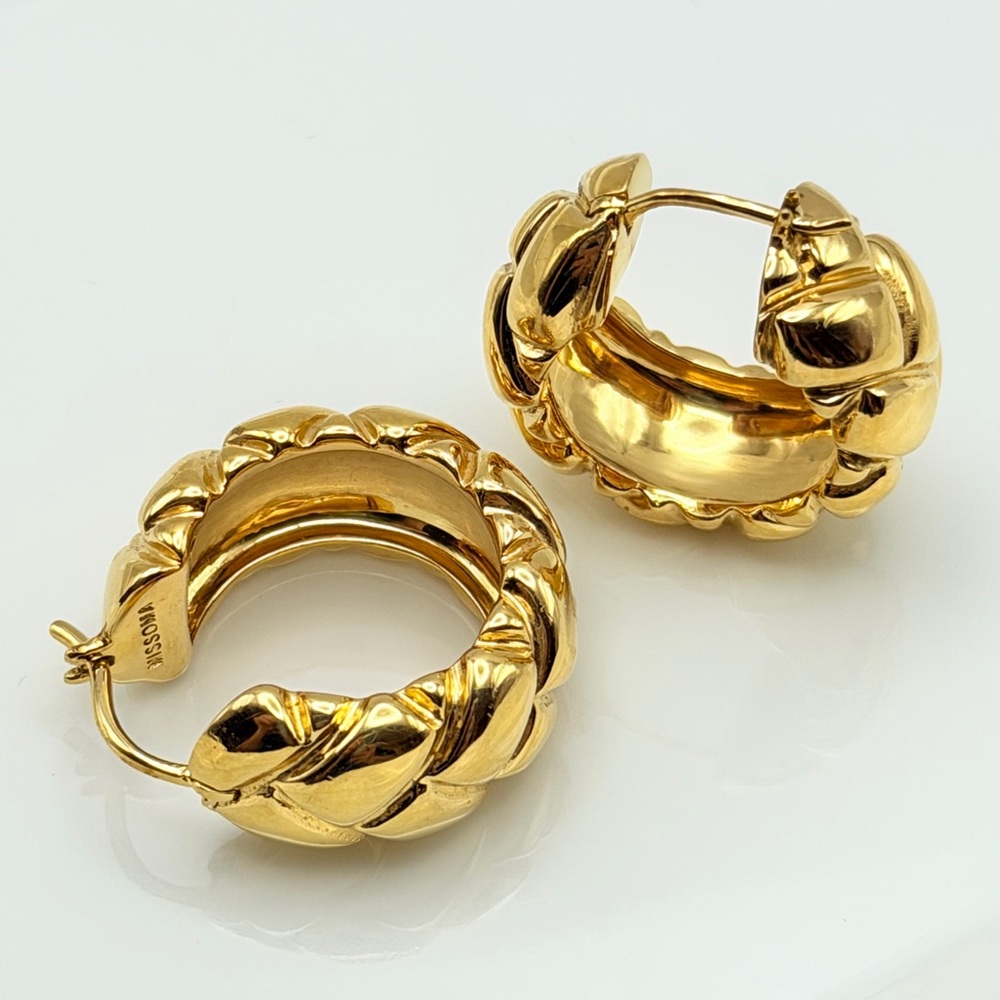 Missoma Lucy Williams Chunky Waffle Hoop Earrings Gold Vermeil 18K  Retail $218
